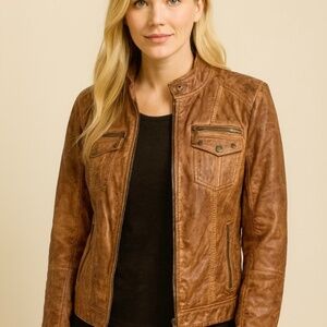Women’s Medium Brown Leather-Like Jacket